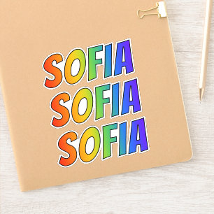Vorname "SOFIA" mit Spaß-Regenbogen-Farbton Aufkleber