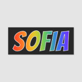 Vorname "SOFIA": Spaß-Regenbogen-Farbton Namensschild (Vorderseite)