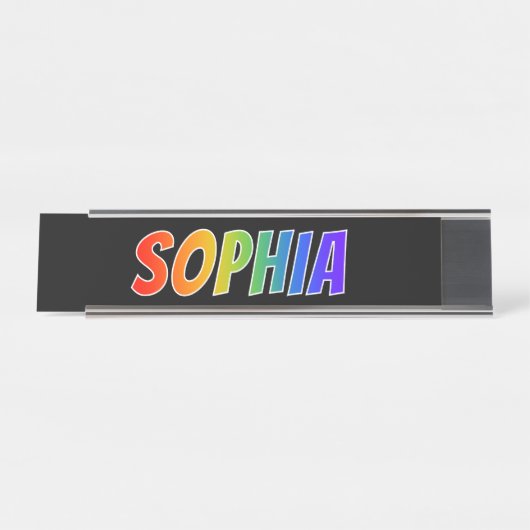 Vorname "SOPHIA": Fun Rainbow Coloring Schreibtischnamensplakette (Vorderseite )