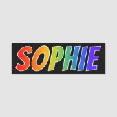 Vorname "SOPHIE": Spaß-Regenbogen-Farbton Namensschild (Vorderseite)