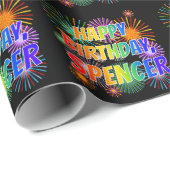 Vorname "SPENCER", Fun "HAPPY BIRTHDAY" Geschenkpapier (Rolleneckpunkt)
