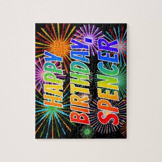 Vorname "SPENCER", Fun "HAPPY BIRTHDAY" Puzzle (Vertikal)
