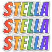 Vorname "STELLA" mit/ Fun Rainbow Coloring Aufkleber (Vorderseite)