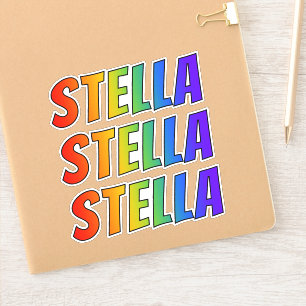 Vorname "STELLA" mit Spaß-Regenbogen-Farbton Aufkleber