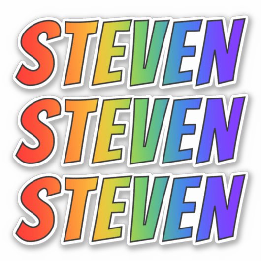 Vorname "STEVEN" mit/ Fun Rainbow Coloring Aufkleber (Vorderseite)