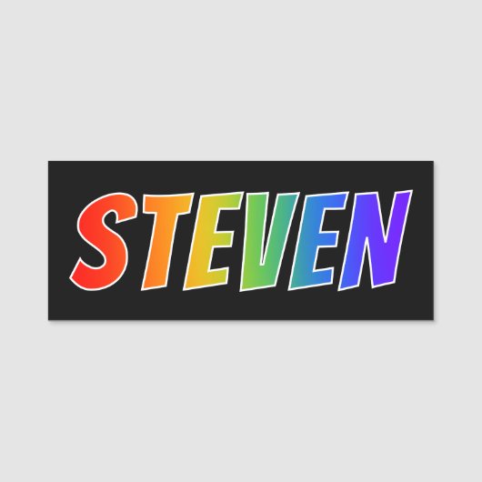 Vorname "STEVEN": Spaß-Regenbogen-Farbton Namensschild (Vorderseite)