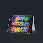 Vorname "TAMARA" Spaß "ALLES GUTE ZUM GEBURTSTAG " Karte<br><div class="desc">Diese Spaß-, vibrierenden, mehrfarbigengeburtstagsgrußkarten-Ausrüstungsbeschreibungen die Mitteilung "ALLES GUTE ZUM GEBURTSTAG, " und der allgemeine Vorname "TAMARA" mit den Buchstaben, die ein buntes Regenbogenspektrum haben, mögen Steigungsfarbtonmuster. Der Hintergrund der Front kennzeichnet auch ein buntes Muster, das durch den Blick der Sprengung der celebratory Feuerwerke inspiriert wird. Die inneren Eigenschaften eine kundengebundene...</div>