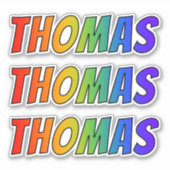 Vorname "THOMAS" mit/ Fun Rainbow Coloring Aufkleber (Vorderseite)