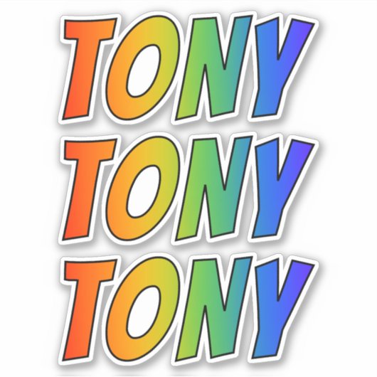Vorname "TONY" mit/ Fun Rainbow Coloring Aufkleber (Vorderseite)