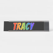 Vorname "TRACY": Fun Rainbow Coloring Schreibtischnamensplakette (Vorderseite )