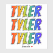 Vorname "TYLER" mit/ Fun Rainbow Coloring Aufkleber (Blatt)