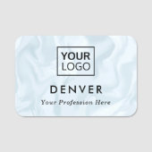 Vorname und Titel des Logos hellblau, graumarmorie Namensschild (Vorderseite)