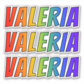 Vorname "VALERIA" mit/ Fun Rainbow Coloring Aufkleber (Vorderseite)
