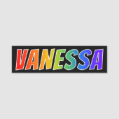 Vorname "VANESSA": Spaß-Regenbogen-Farbton Namensschild (Vorderseite)