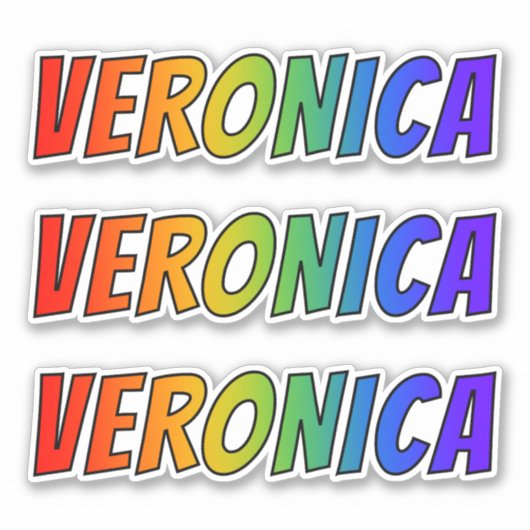 Vorname "VERONICA" mit// Fun Rainbow Coloring Aufkleber (Vorderseite)