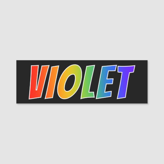 Vorname "VIOLET": Fun Rainbow Coloring Namensschild (Vorderseite)