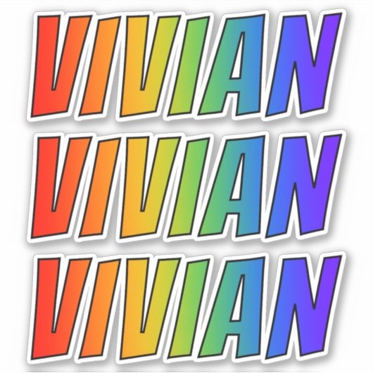 Vorname "VIVIAN" mit/ Fun Rainbow Coloring Aufkleber (Vorderseite)
