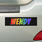 Vorname "WENDY": Fun Rainbow Coloring Autoaufkleber (Auf Auto)