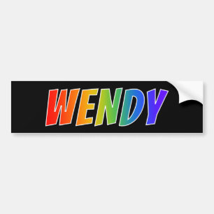 Vorname "WENDY": Spaß-Regenbogen-Farbton Autoaufkleber