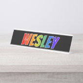 Vorname "WESLEY": Fun Rainbow Coloring Schreibtischnamensplakette (Vorderseite )