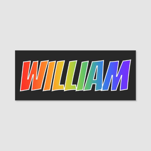 Vorname "WILLIAM": Fun Rainbow Coloring Namensschild (Vorderseite)