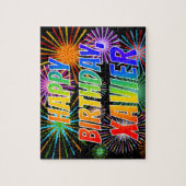 Vorname "XAVIER", Fun "HAPPY BIRTHDAY" Puzzle (Vertikal)