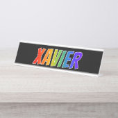 Vorname "XAVIER": Fun Rainbow Coloring Schreibtischnamensplakette (Vorderseite )