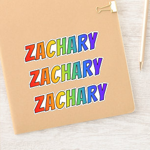 Vorname "ZACHARY" mit Spaß-Regenbogen-Farbton Aufkleber