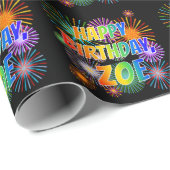 Vorname "ZOE", Fun "GLÜCK BIRTHTAG" Geschenkpapier (Rolleneckpunkt)