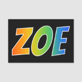 Vorname "ZOE": Spaß-Regenbogen-Farbton Namensschild (Vorderseite)