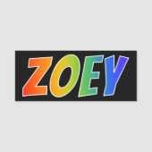 Vorname "ZOEY": Spaß-Regenbogen-Farbton Namensschild (Vorderseite)