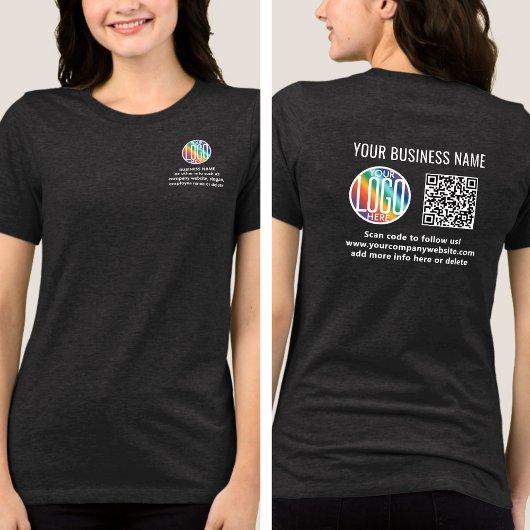 Vorne Hinten Kundenspezifisch bedruckter Logo & QR Tri-Blend Shirt