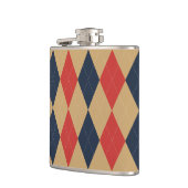 Vornehm Argyle Khaki Navy Rot Personalisiert Flachmann (Links)