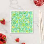 Vornehm gelber und grüner Löwe mit Blumen Küste Serviette (Beispiel)