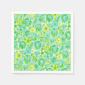 Vornehm gelber und grüner Löwe mit Blumen Küste Serviette (Vorderseite)