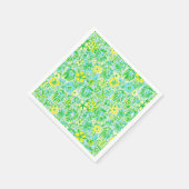 Vornehm gelber und grüner Löwe mit Blumen Küste Serviette (Ecke)