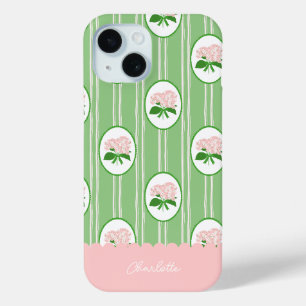 Vornehm handgezeichneter Hortensien-Rosa-Grün-Rahm Case-Mate iPhone Hülle