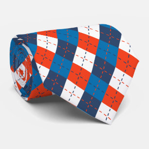 Vornehm Himmelblau Marineblau Orange Weiß Argyle Krawatte