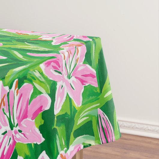 Vornehm Rosa Lilien Blumen Grün Chic Gartenparty Tischdecke (Beispiel)