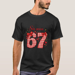 Vornehm rote karierte 67 Zahlen mit Schleifen und T-Shirt