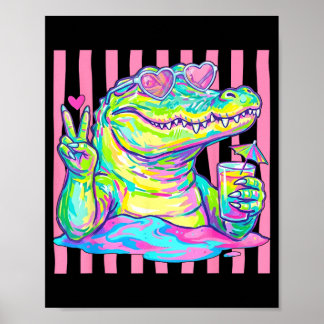 Vornehme Alligator-Herz-Sonnenbrille Ed Ästhetik S Poster
