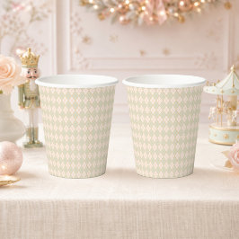 Vornehme Argyle-Mint-Pfirsich-Weihnachts-Winterpar Pappbecher