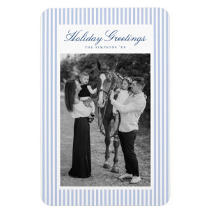 Vornehme blau gestreifte Weihnachts-Foto Magnet
