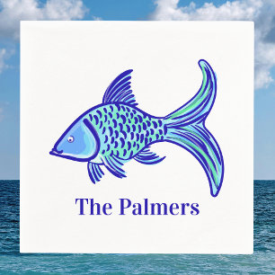 Vornehme Blaue Fische Personalisiert Serviette