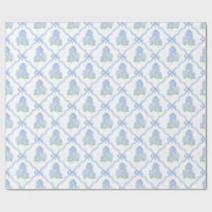 Vornehme Blaue Grüne Hortensien Geschenkpapier
