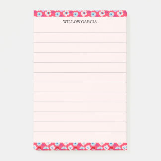 Vornehme botanische Chic rote/rosa florale liniert Post-it Klebezettel
