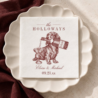 Vornehme Burgunder-Dachshund-Hochzeit Serviette