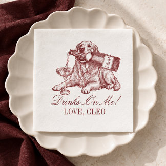 Vornehme Burgunder Golden Retriever Hochzeit Serviette