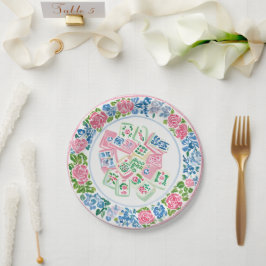 Vornehme Chinoiserie-Mahjong-Party Pappteller