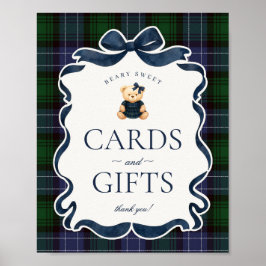 Vornehme Coquette-Bär-Tartan-Karten und Geschenke Poster
